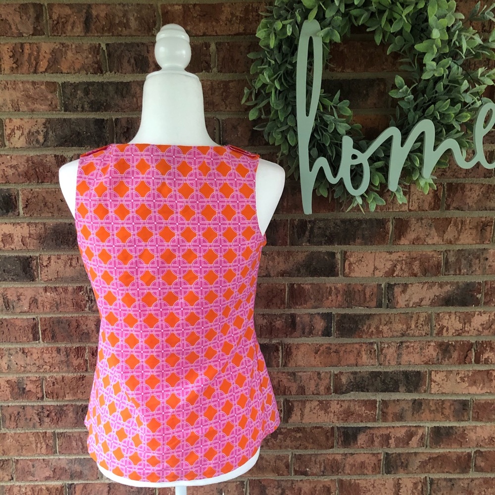 ✨5/$15 { BANANA REPUBLIC } Pink & Orange Printed Blouse - Picture 6 of 7